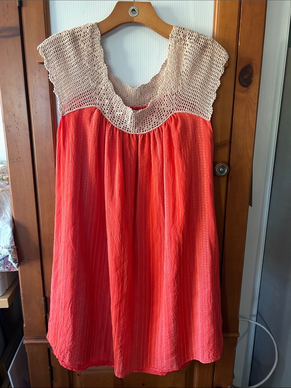 Joie Crochet Yoke Coral Sleeveless Women's Top